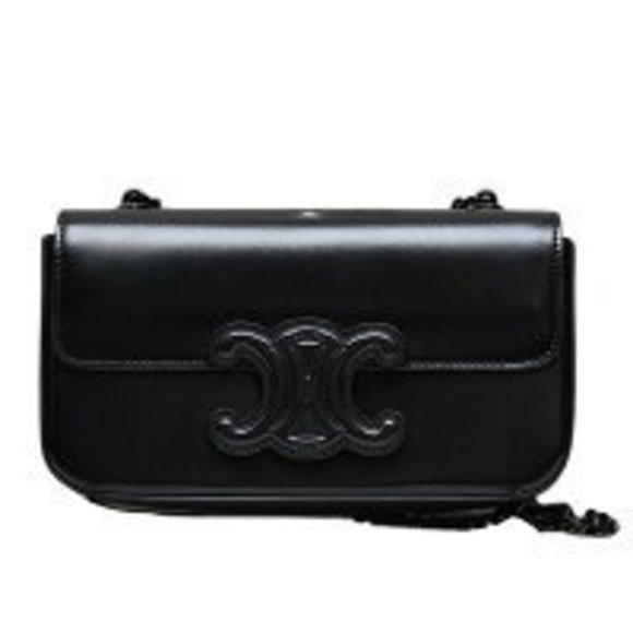 Celine Triomphe Chain Shoulder Bag Black Celine - Picture 1 of 8